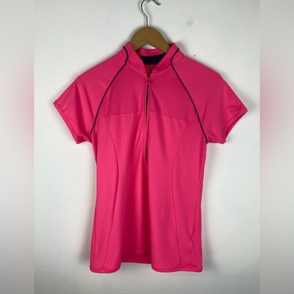 Adidas Pure Motion Women's Small Golf Shirt, Bright Pink, Zipper Neck - Picture 1 of 9